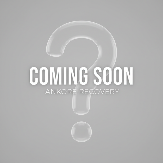 Neutral / gray background
Question mark OR blurred product silhouette
Text on image:
COMING SOON
ANKORE RECOVERY                                                                                                                       Make COMING SOON slightly bolder or +5–10% bigger
Make ANKORE RECOVERY a touch smaller or lighter